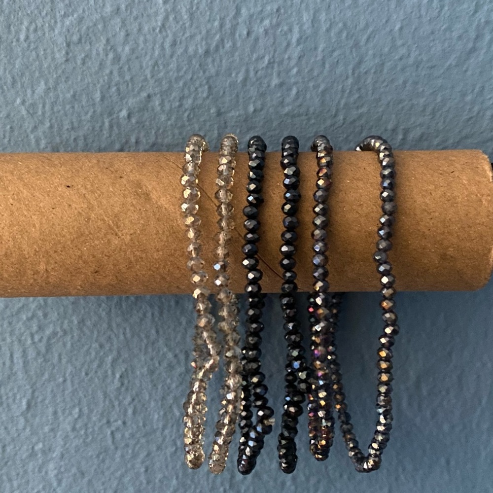 Blue sparkle small bead bracelet set